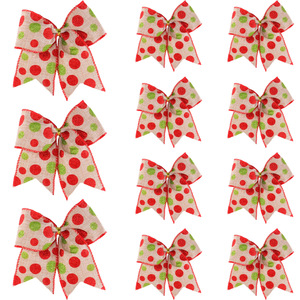 Christmas Printed Fabric Bow Ornament Xmas Tree Hanging Bow Wreath DIY Decorative <b>Ribbon</b> Bow Accessories - Product Image 3