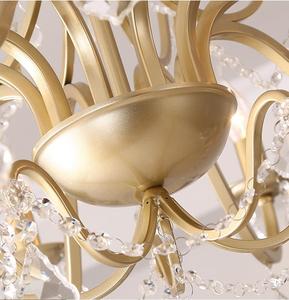 D25.6in Style américain luxe lustre en <span class=keywords><strong>cristal</strong></span> salle de mariage <span class=keywords><strong>chandelier</strong></span> branche pendentif lampe or fer brut salon lumière - Product Image 3