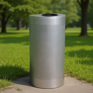 Cestino per Rifiuti Semicircolare 45 L in Metallo Perforato per Uso Esterno - Product Image 3