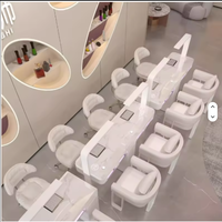 Ensemble table et chaise de manucure de luxe 2026, blanc, pour salon de beauté moderne, avec lumières