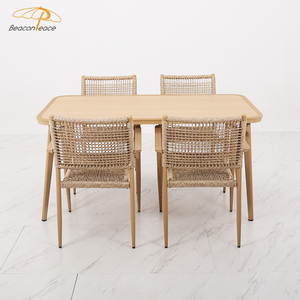Chaise moderne en <span class=keywords><strong>rotin</strong></span> meubles <span class=keywords><strong>de</strong></span> salle à manger <span class=keywords><strong>de</strong></span> <span class=keywords><strong>jardin</strong></span> patio extérieur plastique bois 4 places table à manger et ensemble <span class=keywords><strong>de</strong></span> chaises - Product Image 2