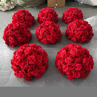 EG-FB-RD02 Nouvelle Arrivée Vente Chaude Boule de Fleurs Artificielle 5D en Soie Rose Rouge Bourgogne Grande 60cm Centre de Table Mariage Décoration