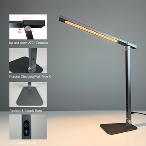 Lámpara de escritorio recargable con 5 colores, luz de lectura con cargador de teléfono y puerto de carga Usb - Product Image 2
