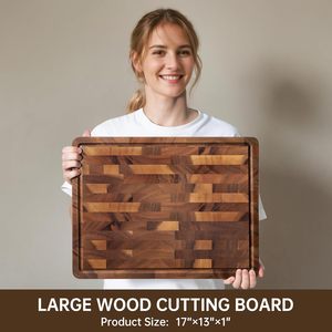 Planches à découper en bois de noyer, planche à découper double face en grain de bois, grande planche à découper avec poignée, planche de boucher pour charcuterie - Product Image 6