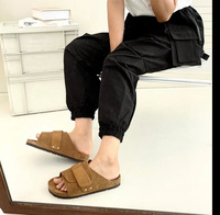 2023 nouveau Design semelle en liège chaussures été à la mode sandales unisexe en cuir véritable rétro sandales glisser pantoufles
