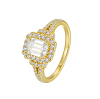Bague en diamant de laboratoire certifié IGI 0,9 ct, taille émeraude, couleur D, VVS2, plaqué or, argent sterling 925, excellente, luxe, fiançailles