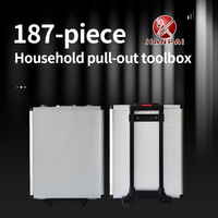 Kit d'outils à main 187 pièces très vendu avec valise à roulettes et boîte en aluminium à quatre niveaux pour outils de quincaillerie