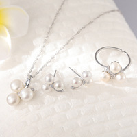 Collier en argent Sterling 925 pour femmes, ensemble de bijoux simples en perles d'eau douce, vente en gros, bijoux de mariage, collier