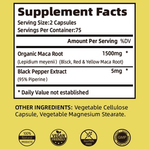 Extractos de Raíz de Maca de Alta Potencia 1500 mg, Apoyo Energético para Hombres y Mujeres, 120 Cápsulas de Raíz de Maca - Product Image 3
