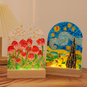 <span class=keywords><strong>Lampe</strong></span> de nuit créative en verre peinture à l'huile peinte à la main en acrylique ondulation pour les cadeaux de festival - Product Image 1