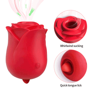 Consolador de silicona en forma de rosa 2 en 1 alimentado por USB, vibrador de bragas, juguete sexual para adultos para mujeres con lamer la lengua y estimulación del clítoris - Product Image 2