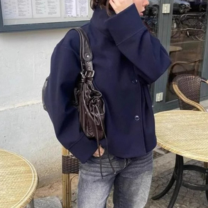 Manteau à manches longues à simple boutonnage, nouvelle collection automne 2026, élégant, pour <span class=keywords><strong>femme</strong></span> de bureau, vêtement d'extérieur, col montant, veste courte pour <span class=keywords><strong>femme</strong></span> - Product Image 2