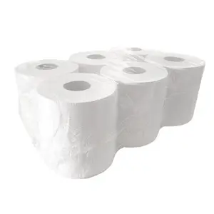 Factory Wholesale High Quality Recycled White Paper Rolls 1/2 Ply Hand Towel Tissue Embossed Paper Centre Feed Roll Towels