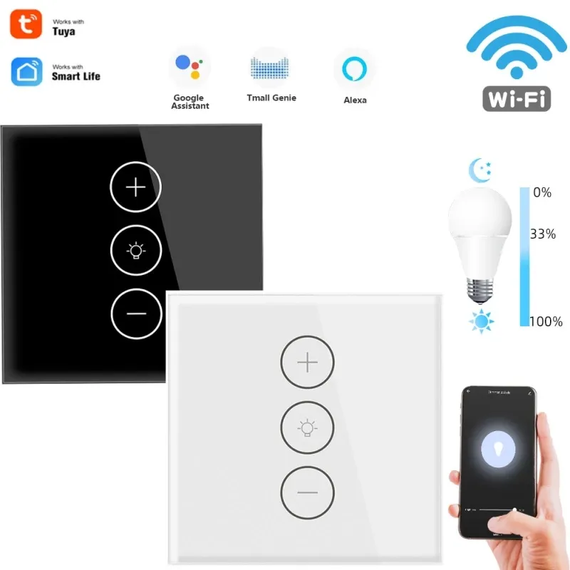 Ab/İngiltere Wifi kontrollü 220v Dimmer ışık anahtarı Alexa akıllı Wifi LED Dimmer anahtarı Alexa Google ev ve IFTTT ile çalışmak