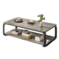 Table basse compacte pour appartement, bureau à domicile, design carré simple à double niveau, mobilier de salon durable et écologique