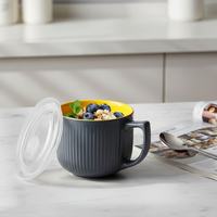 Bols micro-ondables modernes de 900 ml avec couvercle et poignées, compatibles congélateur, pour céréales et ramen