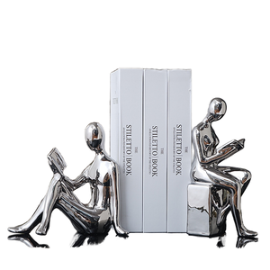 Juego de 2 Sujetalibros Decorativos de Cerámica Hechos a Mano, Chapados en Oro, con Diseño Art Deco, Elegante Escultura para Amantes de los Libros, para Decoración de Biblioteca y Oficina - Product Image 2