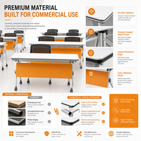 Table de formation modulaire extensible moderne avec structure métallique et roulettes pour projets commerciaux, bureaux et salles de classe