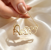Collier personnalisé avec nom en lettre de dessin animé, en acier inoxydable plaqué or, bijoux de mode, chaîne avec pendentif personnalisé