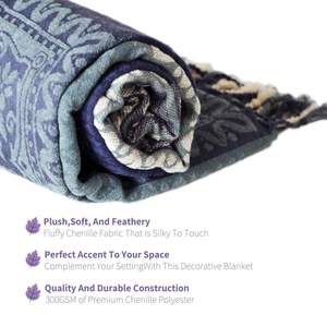 Coperta Nordica Blu 100% Poliestere Ecologica per Tavolo e Divano, Morbida e Confortevole, Design Geometrico Intrecciato - Product Image 3
