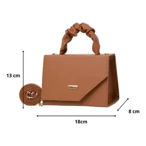 Bolso Bandolera Cailin Camel de Nailon con Cierre de Cremallera y Patrón de Letras, para Mujer, Uso Diario - Product Image 1