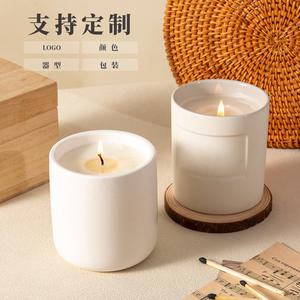 Vela Aromática Blanca en Vaso de Cerámica, Hecha a Mano, Regalo Personal, Estilo Nórdico DF1236 DF1135 - Product Image 4