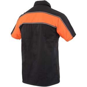 2025 cuir hommes chemise de travail robuste Style mécanicien classique noir Orange bouton noir Orange travail de mécanicien classique - Product Image 1