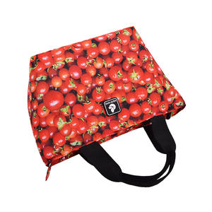 Vietnam custom Hot Sales women light <b>blue</b> light green flowers and leaves insulated Oxford <b>tote</b> lunch box <b>bag</b> - Product Image 5