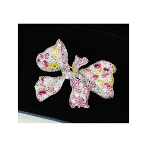 เครื่องประดับเงินแท้ทำมือประดับเพชรซิคอน ดีไซน์โบว์หลากสีสัน หรูหรา เหมาะสำหรับเป็นของขวัญงานหมั้น งานแต่งงาน หรืองานเลี้ยง สำหรับผู้หญิงและผู้ชาย - Product Image 1