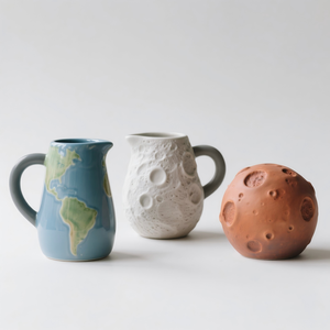 Ensemble de 3 bougeoirs en céramique Planètes, support de bougie conique Lune Terre Mars, décoration de bureau sur le thème de l'espace, 3,1x3,1x2,8 pouces - Product Image 4