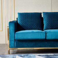 Nouveau Design américain canapé tufté en acier inoxydable, meubles de salon, ensemble de canapé 7 places, canapé moderne en tissu velours