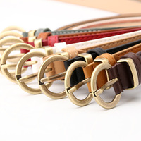 Damen-Gürtel aus PU-Leder mit gebürsteter goldener ovaler Ringschnalle und genähtem breitem Riemen für Jeans-Outfits