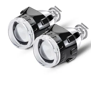 CQL Headlight Lens Black Shroud 2.5 Inch Universal Bi Xenon HID Projector Lens mit White Red Blue Angel Eyes Ring