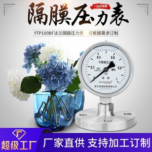 ข้อต่อหน้าแปลนแบบกำหนดเอง YTP100BF DN25316L เกจวัดแรงดันไดอะแฟรมสแตนเลสแบบทนแรงกระแทกพร้อมสารเคลือบ PTFE/เกจวัดแรงดันอากาศ - Product Image 5