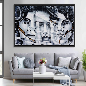 Modern Graffiti Art Print Canvas Wall Hanging - Elegant Home Decor,BLACK <b>FRAMED</b> CANVAS - Product Image 3