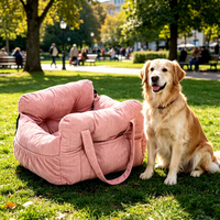 Coussin de siège auto carré moderne et élégant pour animaux de compagnie avec sécurité avant et arrière, lit chaud pour chiens et chats