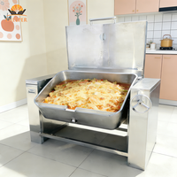 Panci Masak Daging Baja Anti Karat 150L-320L Manual/Otomatis dengan Tutup dan Gagang, untuk Restoran, Cocok untuk Daging Babi, Daging Sapi, Iga, dan Tulang