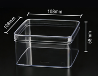 Boîtes à gâteaux carrées jetables en PS, contenants transparents pour pâtisseries, contenants en plastique rigide de qualité alimentaire, emballages pour bonbons, biscuits, desserts