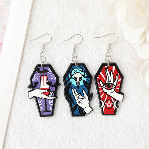 زوج من أقراط اليد المتدلية على شكل تابوت للسيدات مصنوعة من الأكريليك مناسبة كهدية عيد الميلاد للسيدات - Product Image 5