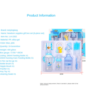 Coffret Cadeau de Biberons <span class=keywords><strong>pour</strong></span> Nouveau-né, Ensemble de 8 Pièces, <span class=keywords><strong>Biberon</strong></span> en Silicone PP Sans BPA <span class=keywords><strong>pour</strong></span> Mère et Bébé - Product Image 6
