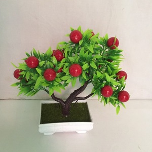 Bonsaï artificiel Qi Xing Fruit de la Fortune 15x20 cm, décoration de bureau en plastique, plante aux baies rouges pour la maison et le bureau - Product Image 3