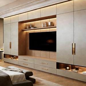 Muebles de <span class=keywords><strong>TV</strong></span> Personalizados, Modernos y Minimalistas, Mueble de Pared para Sala de Estar, Almacenamiento Abierto, para Apartamentos y Villas Europeas, Compatible con <span class=keywords><strong>TV</strong></span> - Product Image 4
