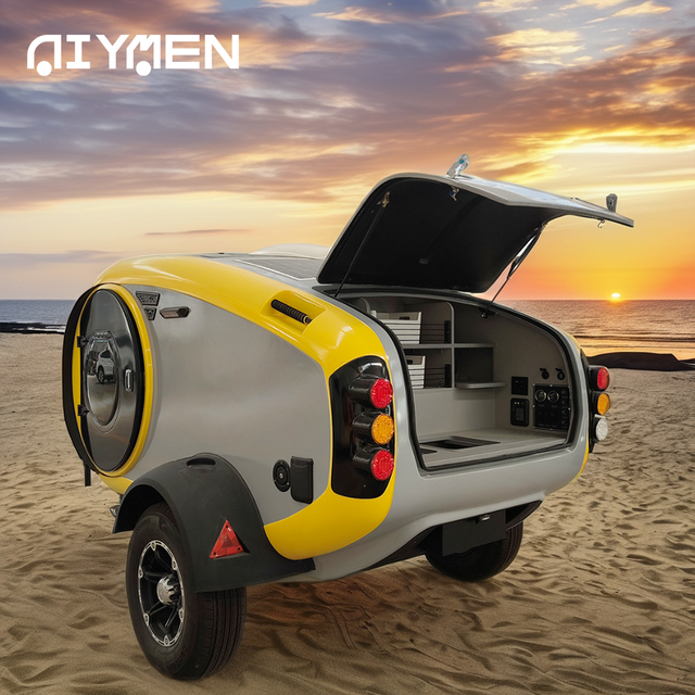 Lightweight Mini Fiberglass Teardrop Camper Trailer Portable and Movable Outdoor Camping Travel Trailer