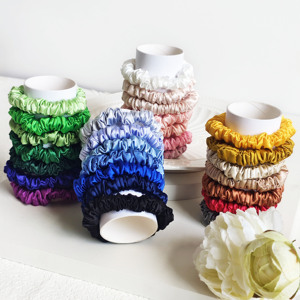1cm No Damage Handmade Small Mini Thin Elastic <strong>Band</strong> <strong>Hair</strong> Ties Silky Satin Scrunchies <strong>for</strong> <strong>Curly</strong> <strong>Hair</strong> Ponytail Low Bun Holder - Product Image 1