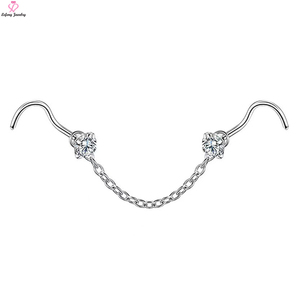 Lefeng-joyería de titanio para hombres y mujeres, anillos de nariz dorados y plateados, Piercing de cadena para la nariz, <span class=keywords><strong>doble</strong></span> punta - Product Image 5