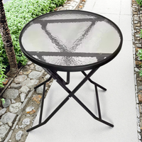 Pieds de table pliante de camping en plein air de haute qualité Table à manger pour table pliable ronde en verre d'arrière-cour