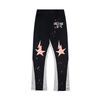 Pantalon de survêtement en pur coton de haute qualité pour homme, style décontracté, avec imprimé graffiti effet éclaboussures d'encre, patchwork et motifs classiques peints à la main, collection Gallerry Dept.