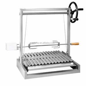 Asador Argentino Santa María, <span class=keywords><strong>Parrilla</strong></span> de Carbón de Acero Inoxidable con Elevación Manual y Asador Eléctrico - Product Image 1
