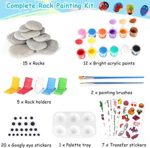 Her şey dahil karanlıkta kızdırma kaya boyama seti DIY çizim oyuncaklar çocuklar için sanat malzemeleri boya ve kaya sanatı için - Product Image 2