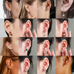 Boucles d'oreilles en or blanc 10 carats avec diamants de laboratoire, qualité DEF VS, serties griffes, diamants synthétiques ronds cultivés en laboratoire - Product Image 4